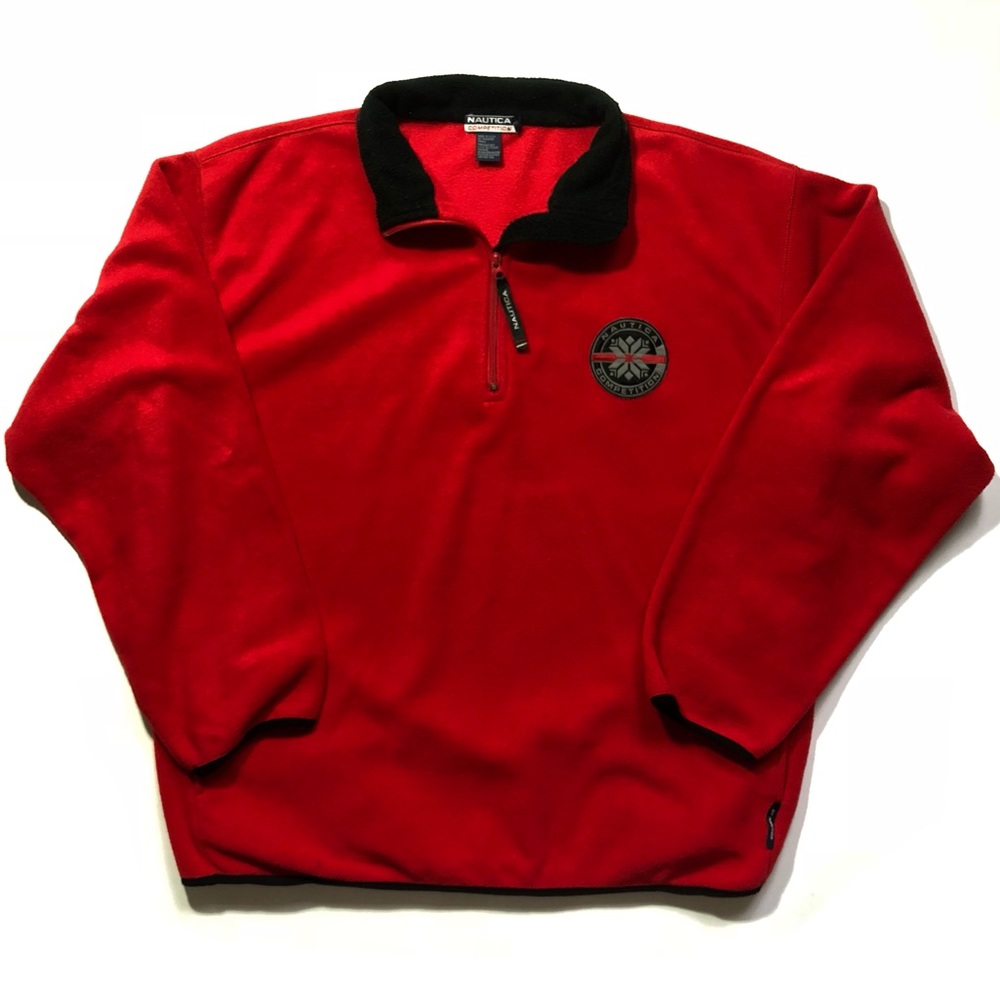 Vtg Nautica Competition Fleece Red Sz XL